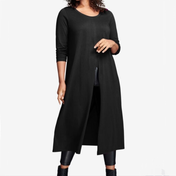 Roaman's Tops - New! Roaman's Black Front Slit Ultra Femme Tunic Cotton Rayon Jersey Size 14/16.